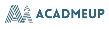 AcadMeUp logo in white color