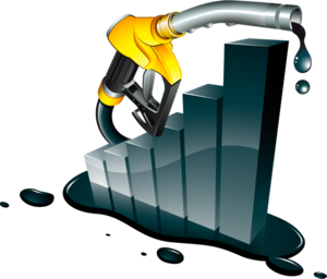 Image representing Petrol diesel pump with a bar graph representing price inflation with removed background